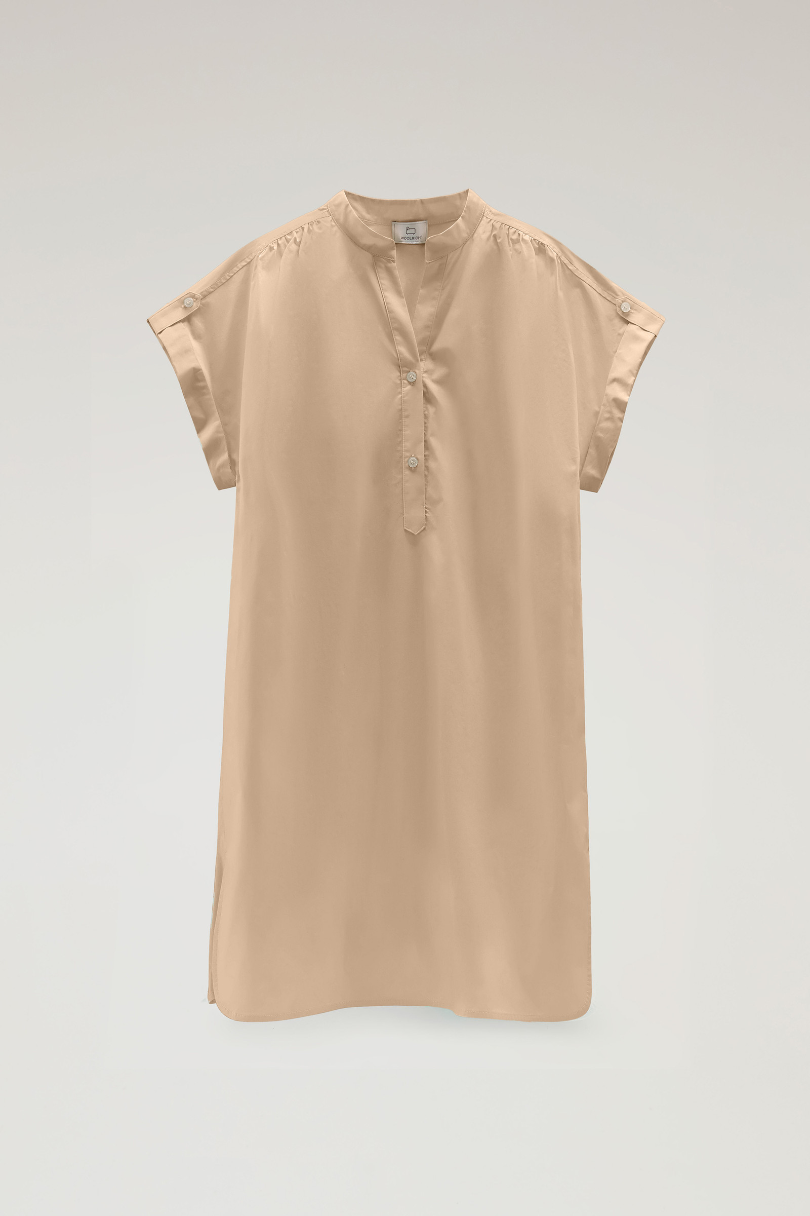Robe courte en popeline de pur coton avec pinces beige photo 4 | Woolrich
