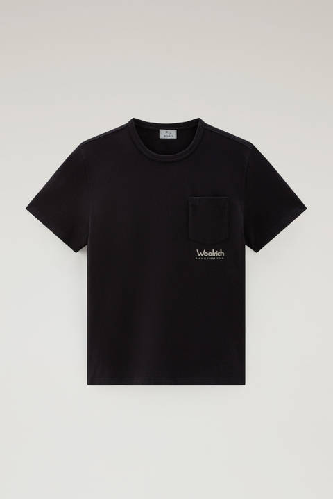 Pure Cotton T-Shirt with Trail Print Black photo 2 | Woolrich