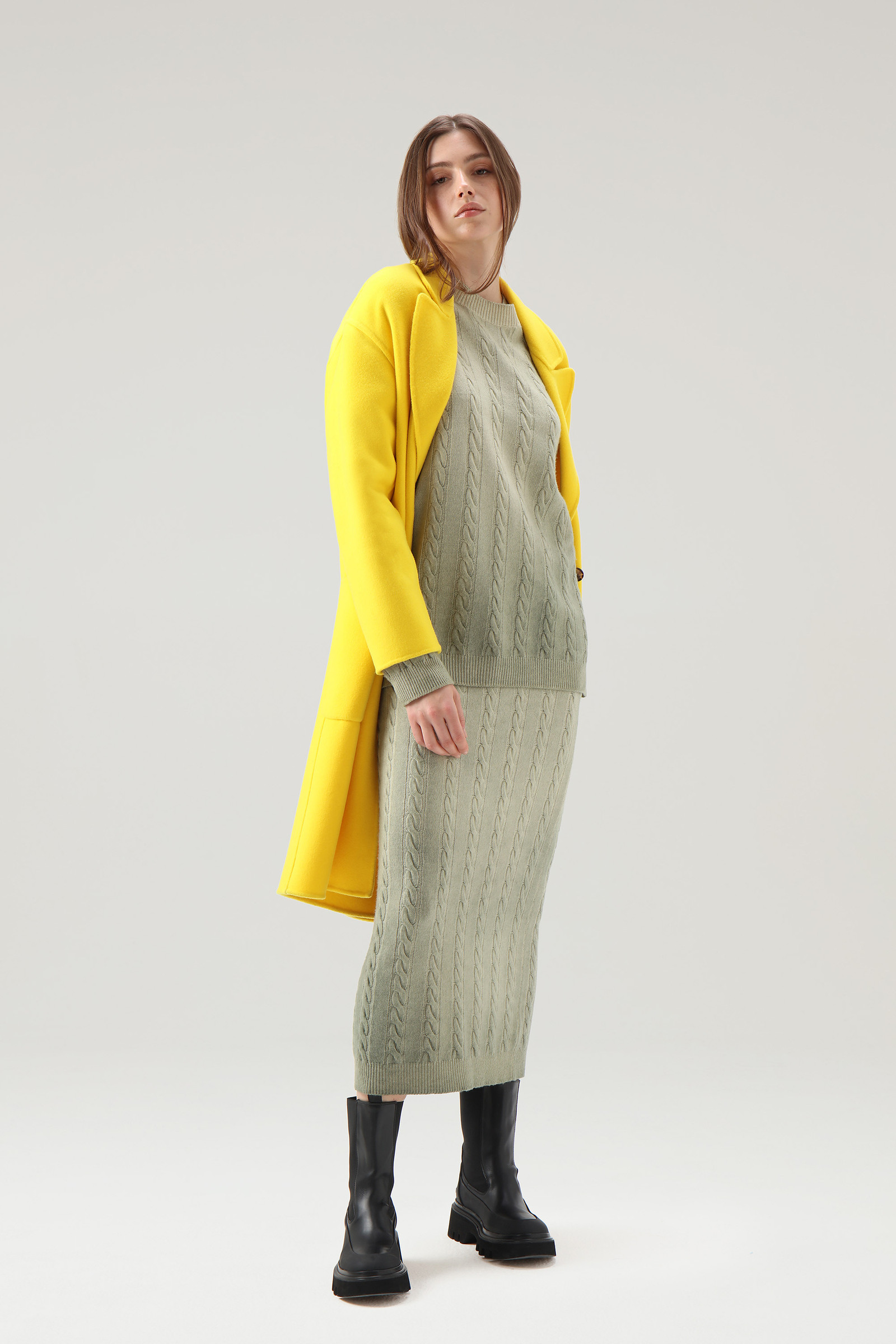 Garment-dyed Cable-knit Skirt Green photo 2 | Woolrich
