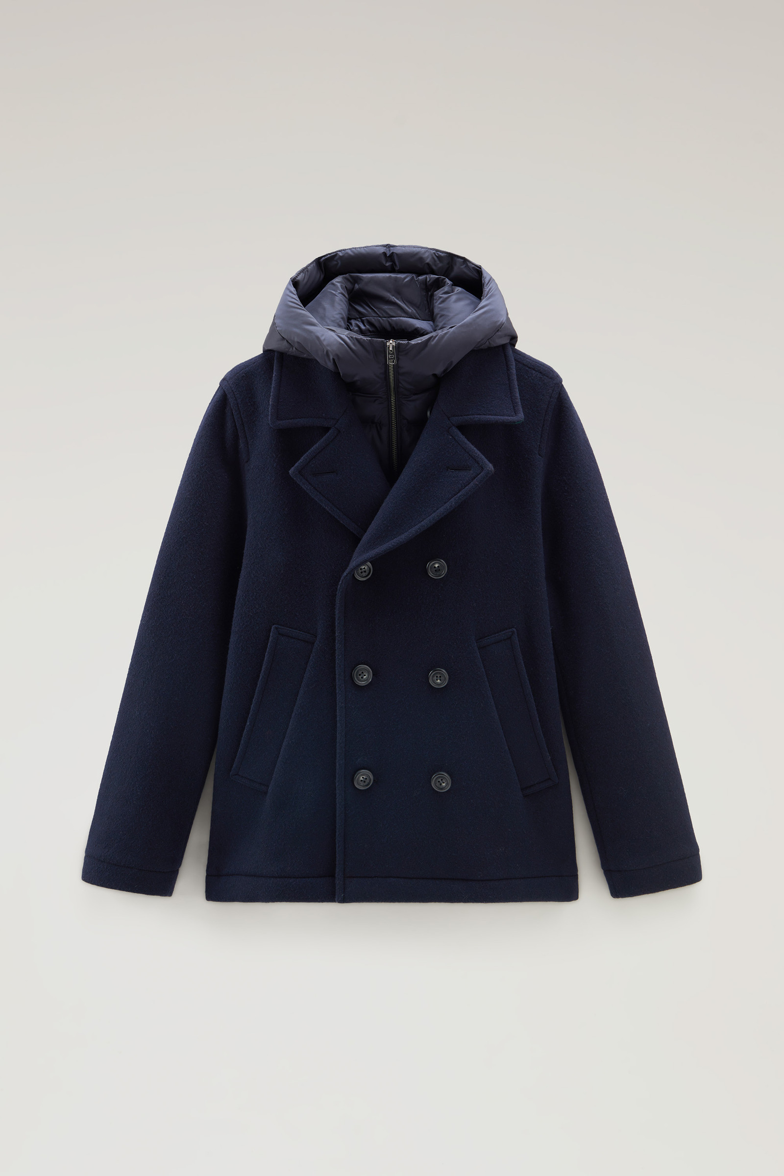 Men's 2-in-1 Peacoat in Recycled Italian Wool Blend Blue