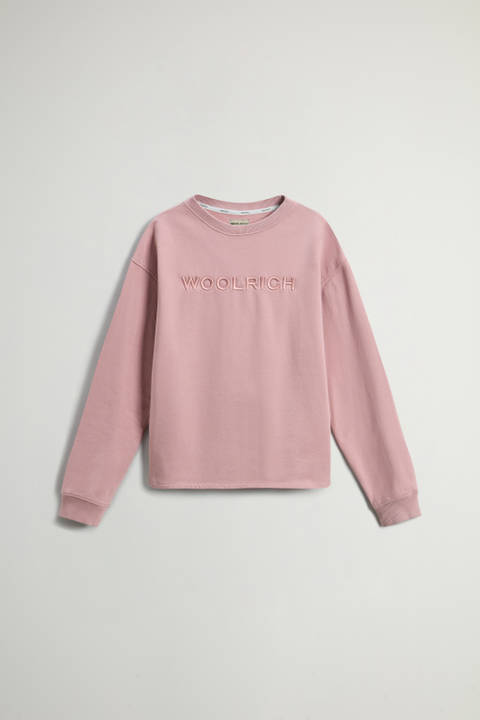 Pure Cotton Crewneck Sweatshirt with Embroidered Lettering on the Chest Pink photo 2 | Woolrich