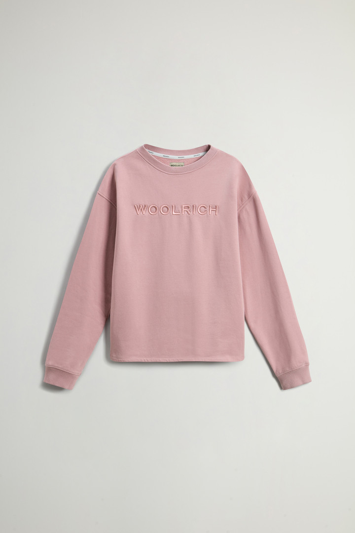 Sweatshirt mit Rundhalsausschnitt aus reiner Baumwolle mit aufgesticktem Schriftzug auf der Brust Rosa photo 5 | Woolrich