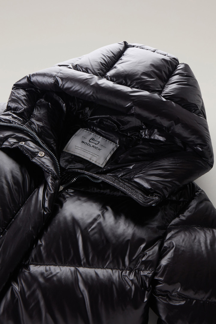 Lange Aliquippa Daunenjacke aus glänzendem Nylon Schwarz photo 6 | Woolrich