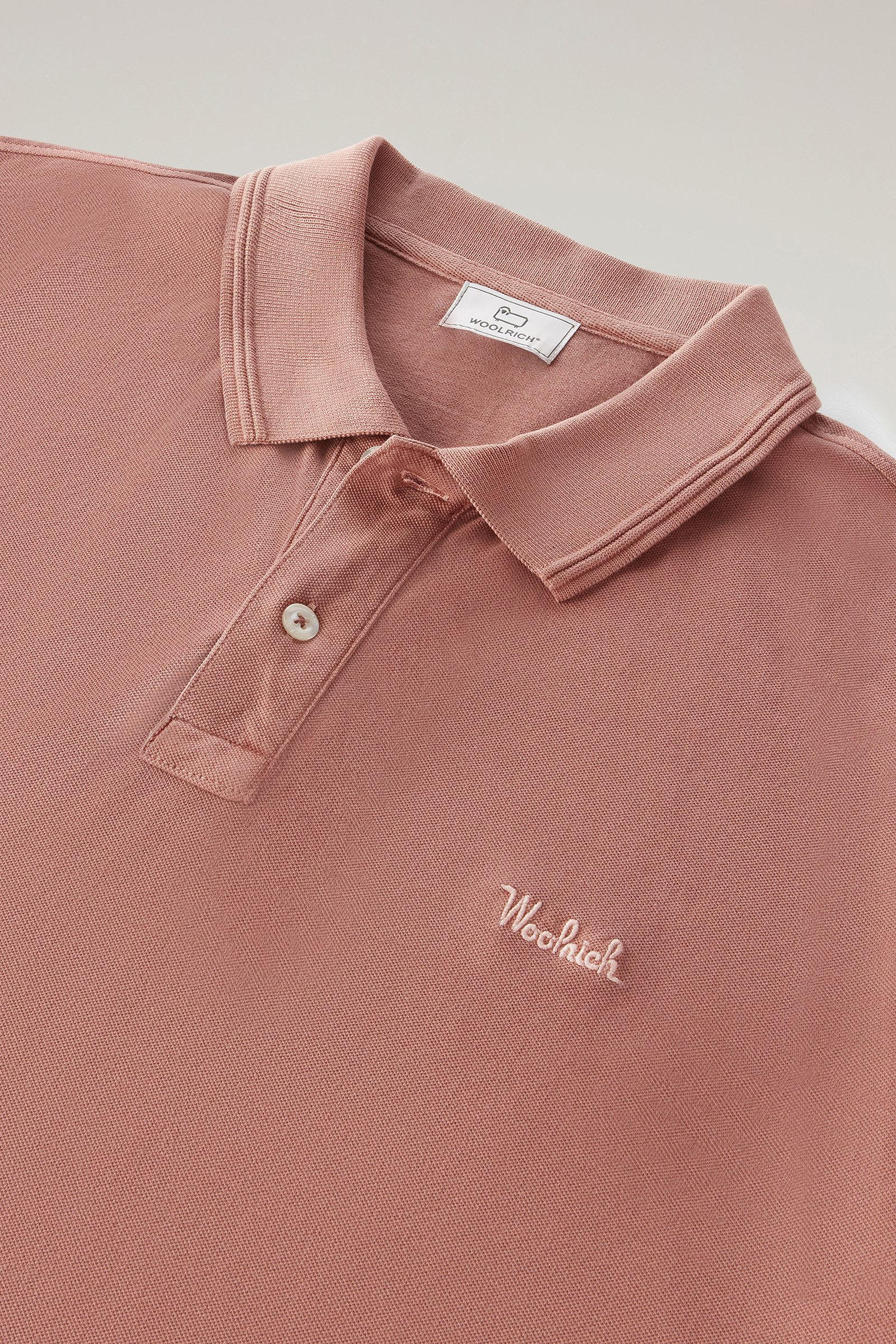 Mackinack Polo in Garment-Dye Stretch Cotton Piquet Brown photo 6 | Woolrich