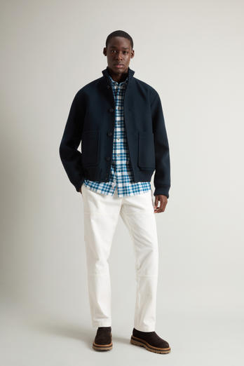 Bomber en laine vierge Melton mélangée Bleu | Woolrich