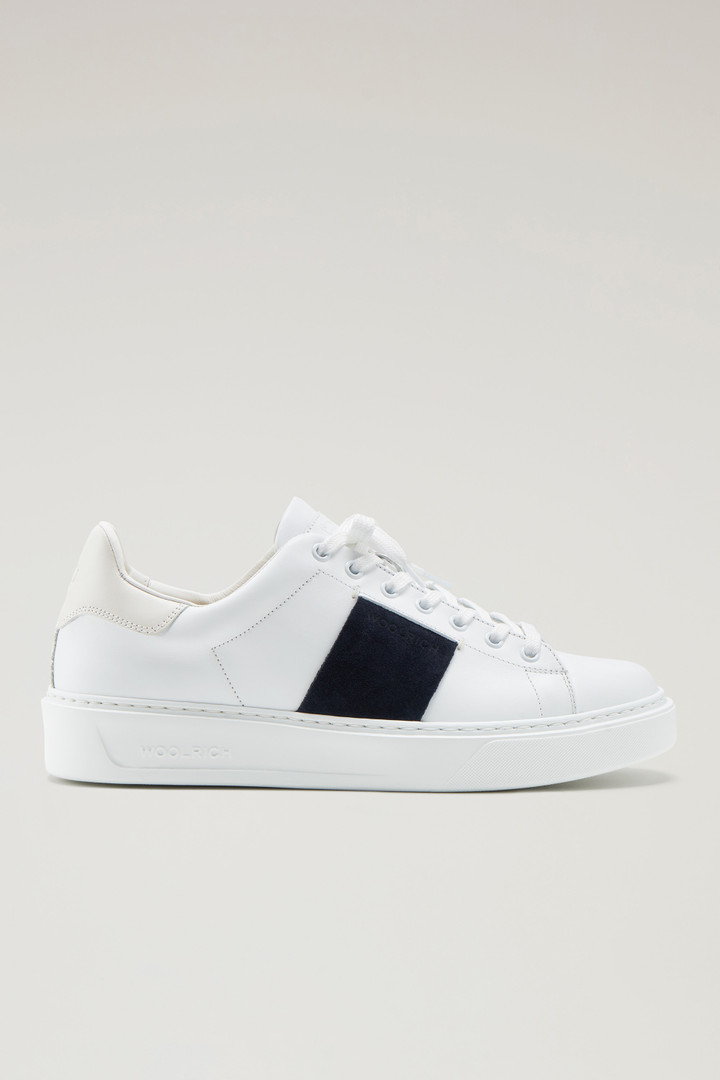 Classic Court Sneakers in Leather with Contrast Suede Side Band White photo 1 | Woolrich