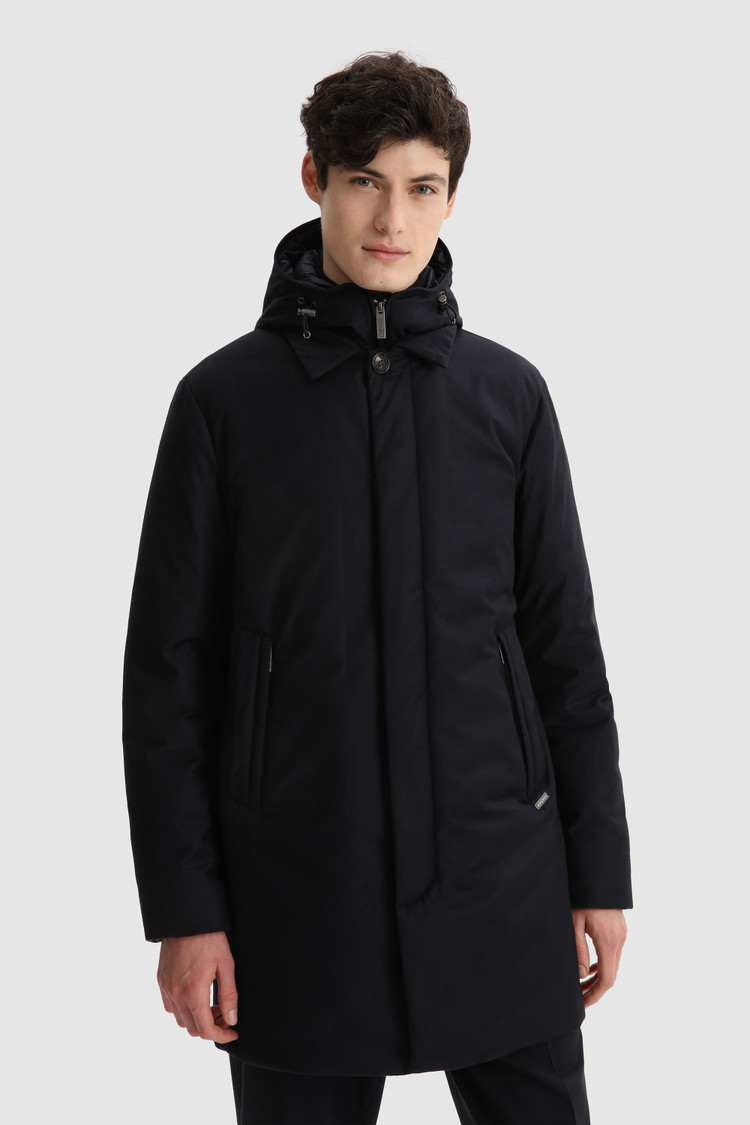 Luxury 2-in-1 coat in fine Italian wool and silk crafted with a Loro Piana fabric