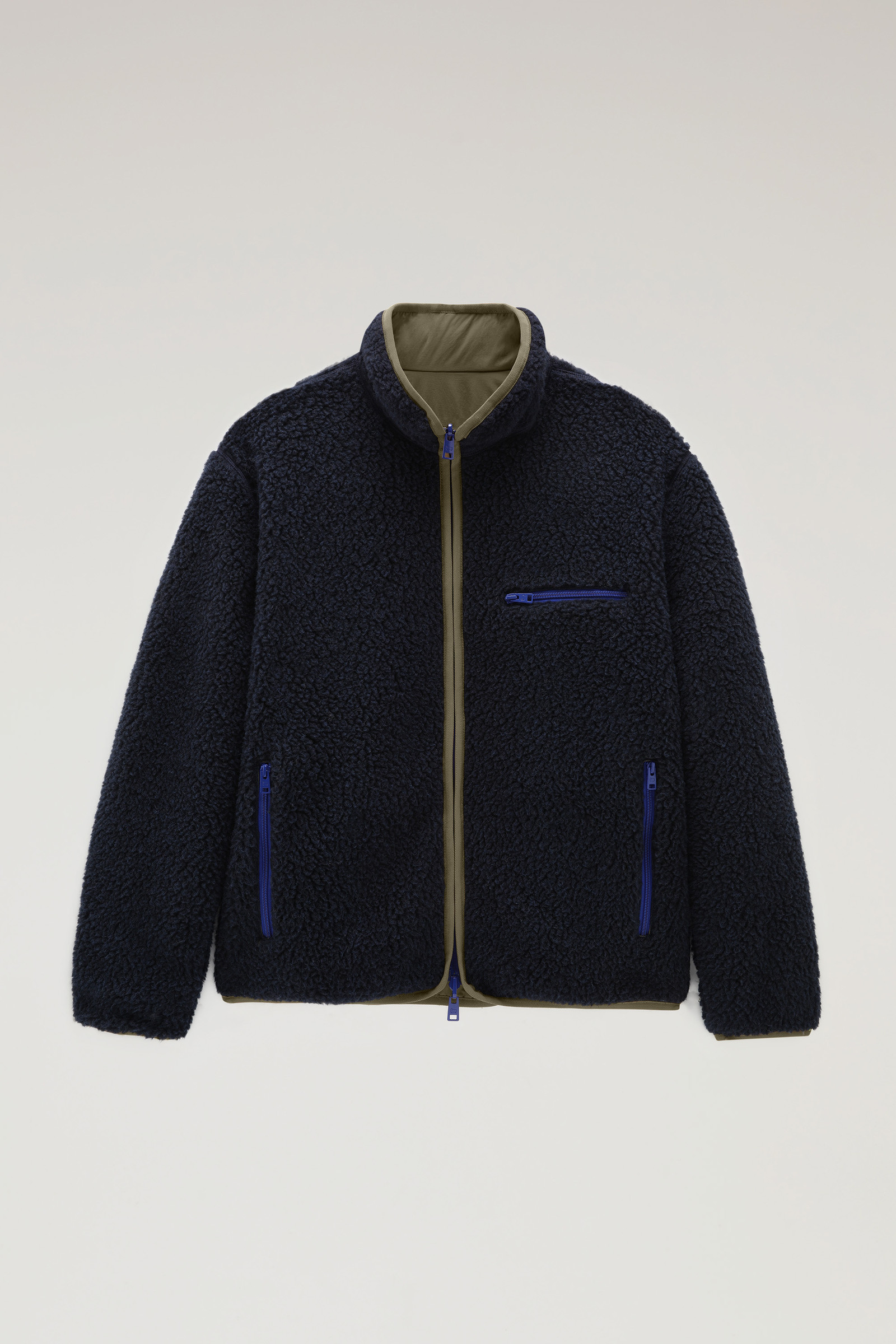 Reversible Curly Fleece in Recycled Sherpa and Taslan Blue | Woolrich