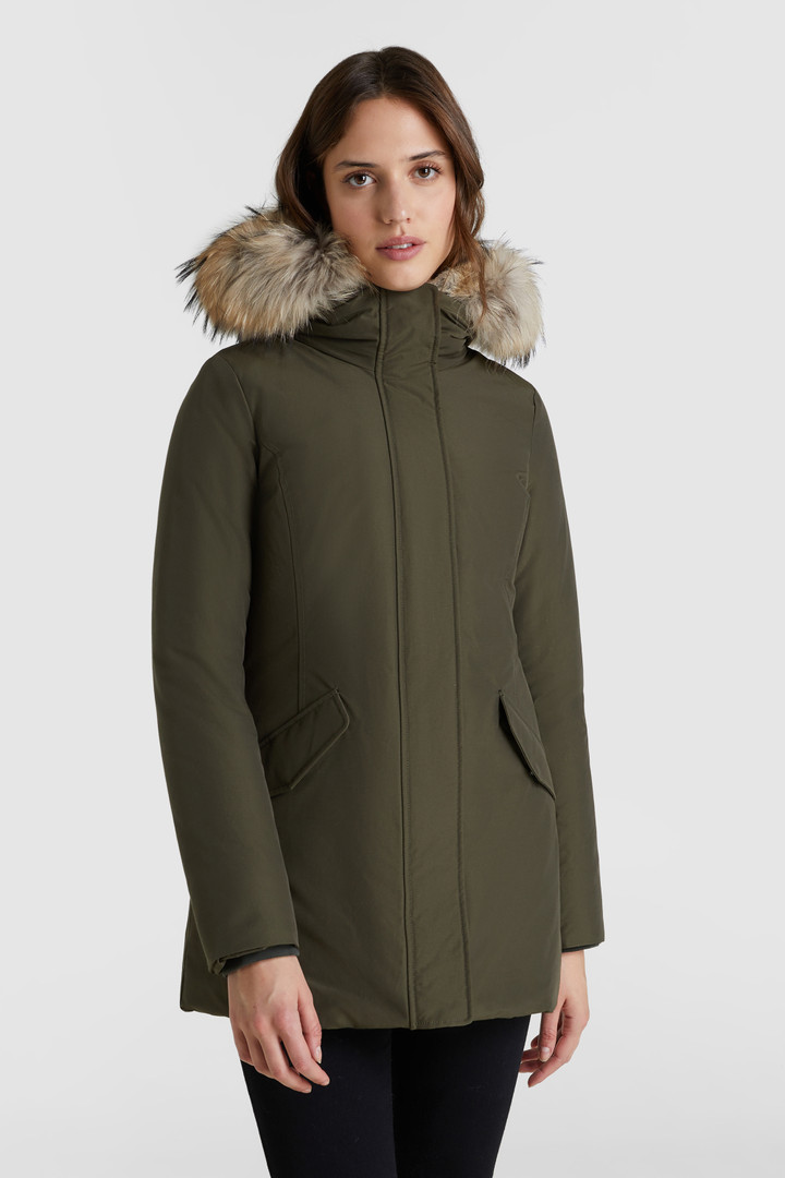 woolrich stretch layered parka with down filling