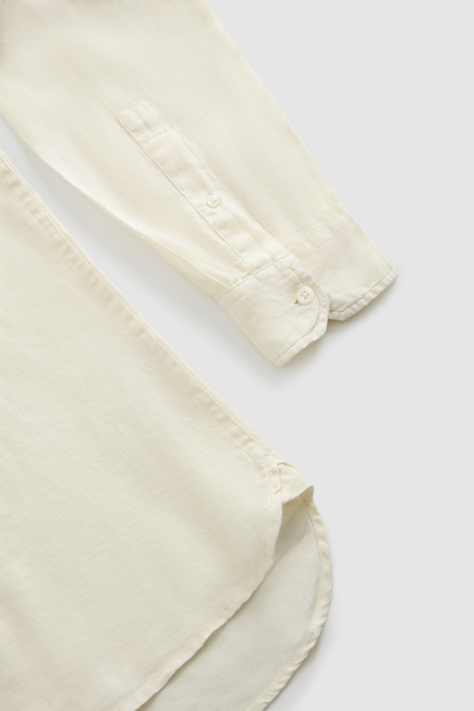 Garment-dyed Pure Linen Shirt with Band Collar White photo 7 | Woolrich