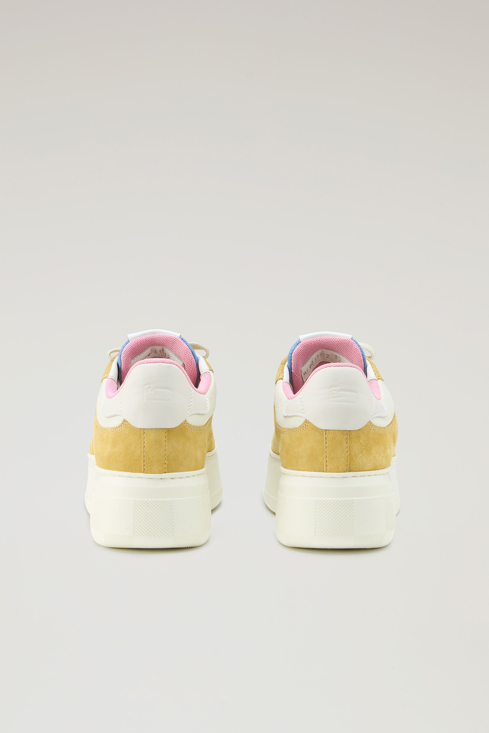 Chunky Court Sneakers in Soft Leather with Suede Inserts Yellow photo 3 | Woolrich