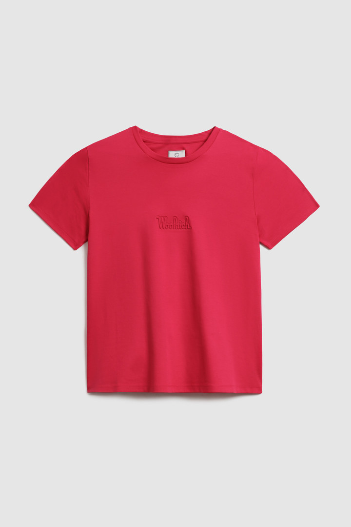 Stretch Cotton T-Shirt with Embossed Vintage Logo Pink photo 4 | Woolrich