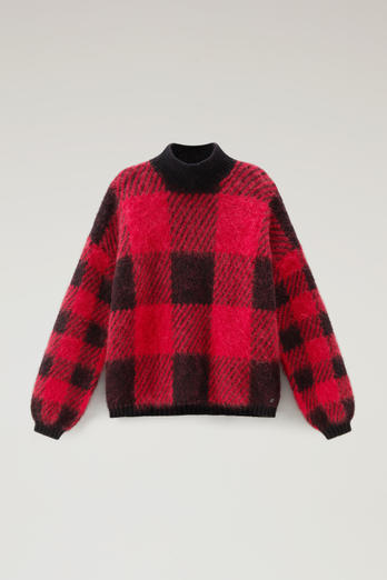 Check Turtleneck in Wool and Mohair Blend Red | Woolrich