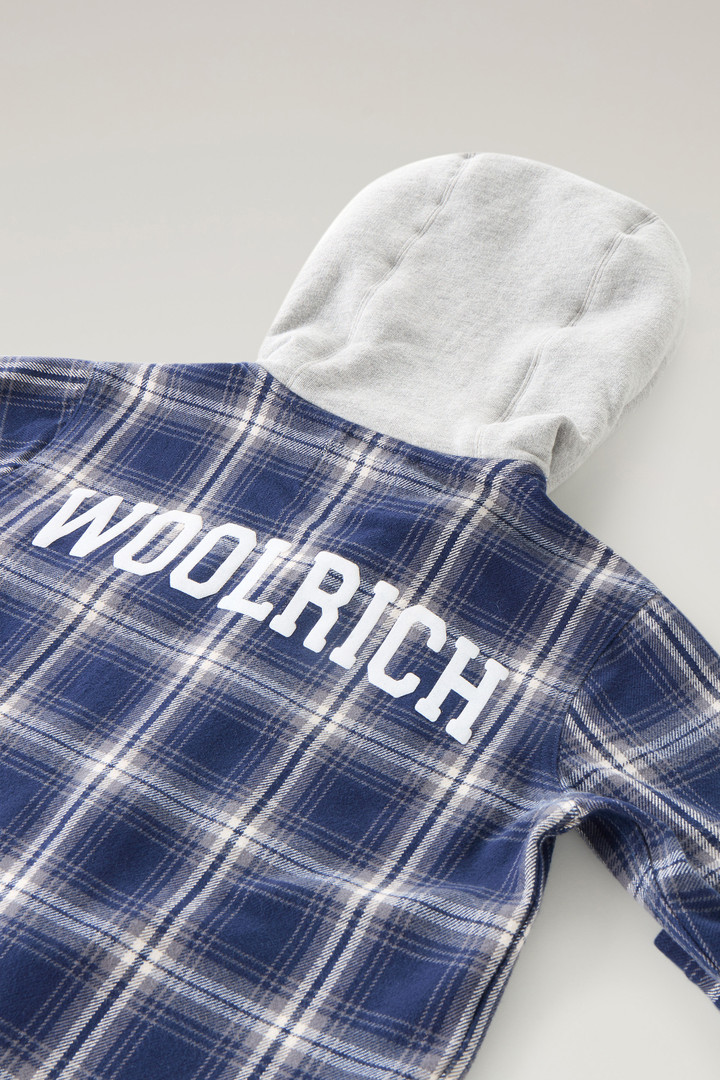 Boys' Hooded Check Overshirt in Heavy Flannel Blue photo 5 | Woolrich