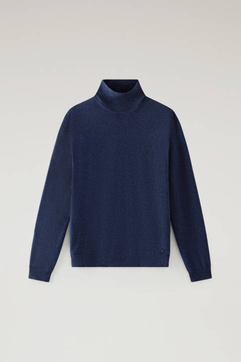 Turtleneck Sweater in Merino Wool Blend Blue photo 2 | Woolrich