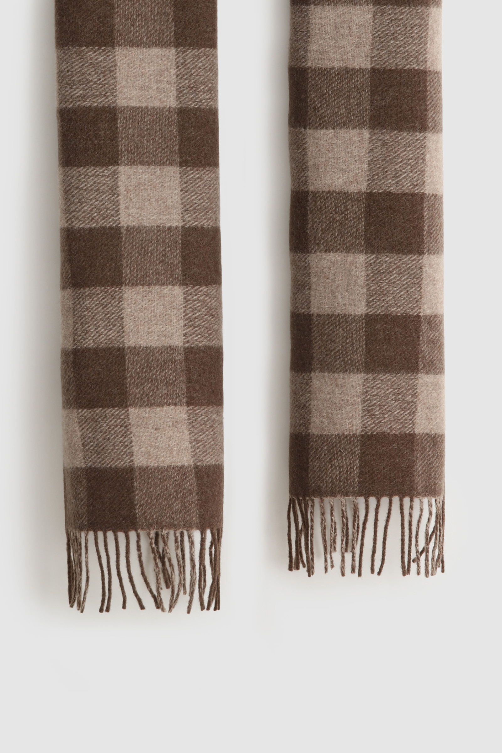 Wool Blend Scarf with Check Pattern and Solid Color Brown photo 2 | Woolrich
