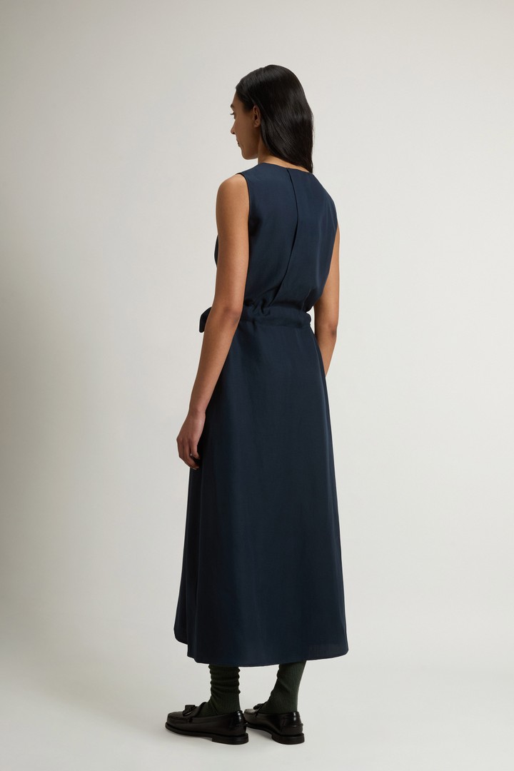 Sleeveless Dress in Linen Blend with Belt Blue photo 3 | Woolrich