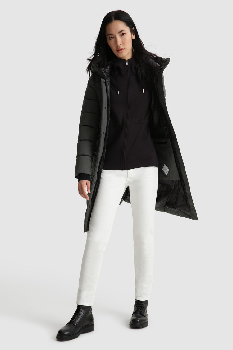 Sweat à capuche zippé en coton stretch
