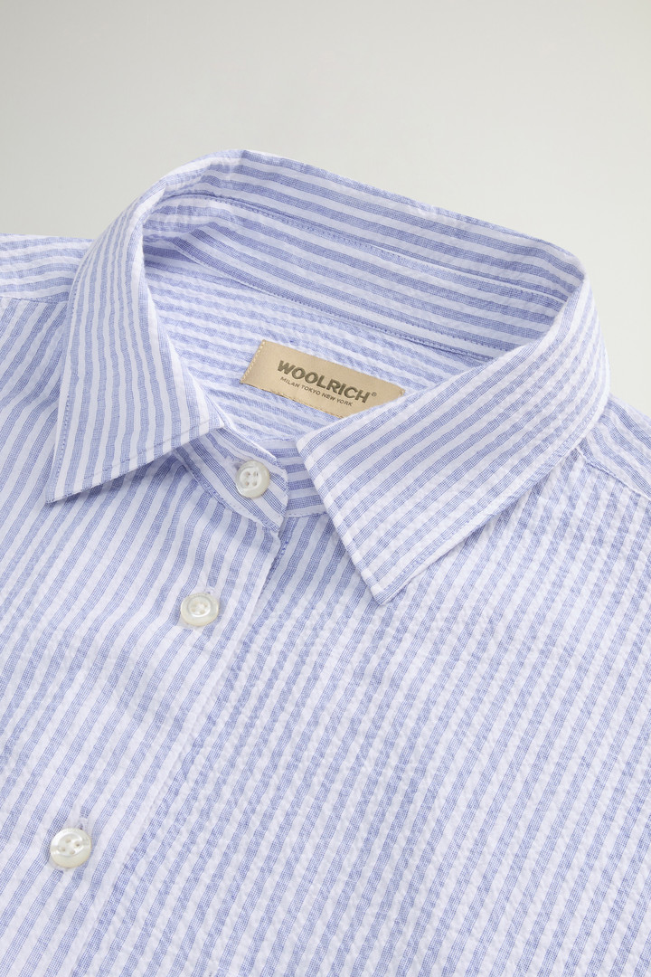 SEERSUCKER COTTON SHIRT Blue photo 6 | Woolrich