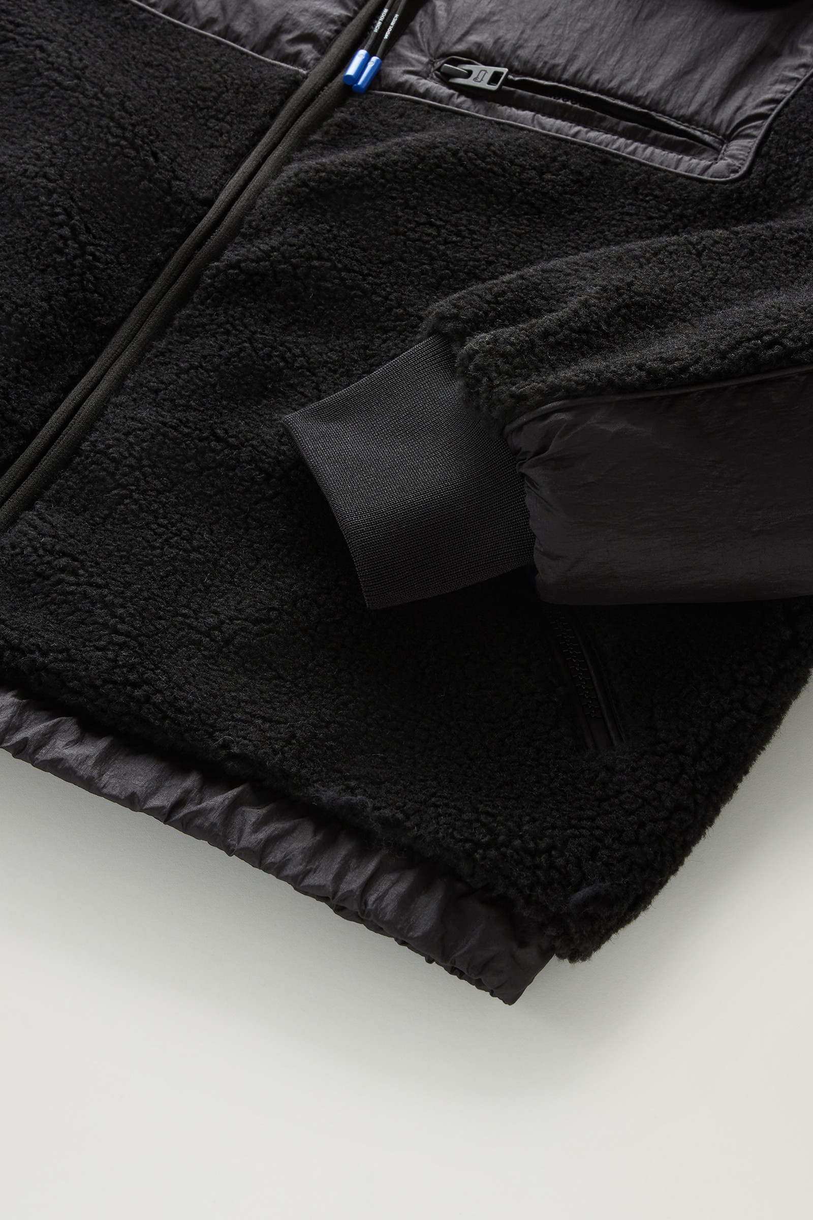 Kapuzenpullover aus Sherpa und Nylon mit durchgehendem Reißverschluss schwarz photo 8 | Woolrich