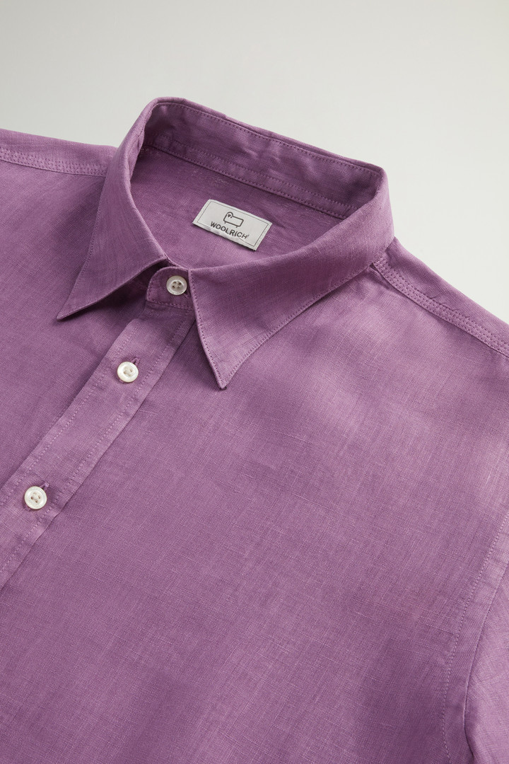 Garment-Dyed Pure Linen Shirt Purple photo 6 | Woolrich