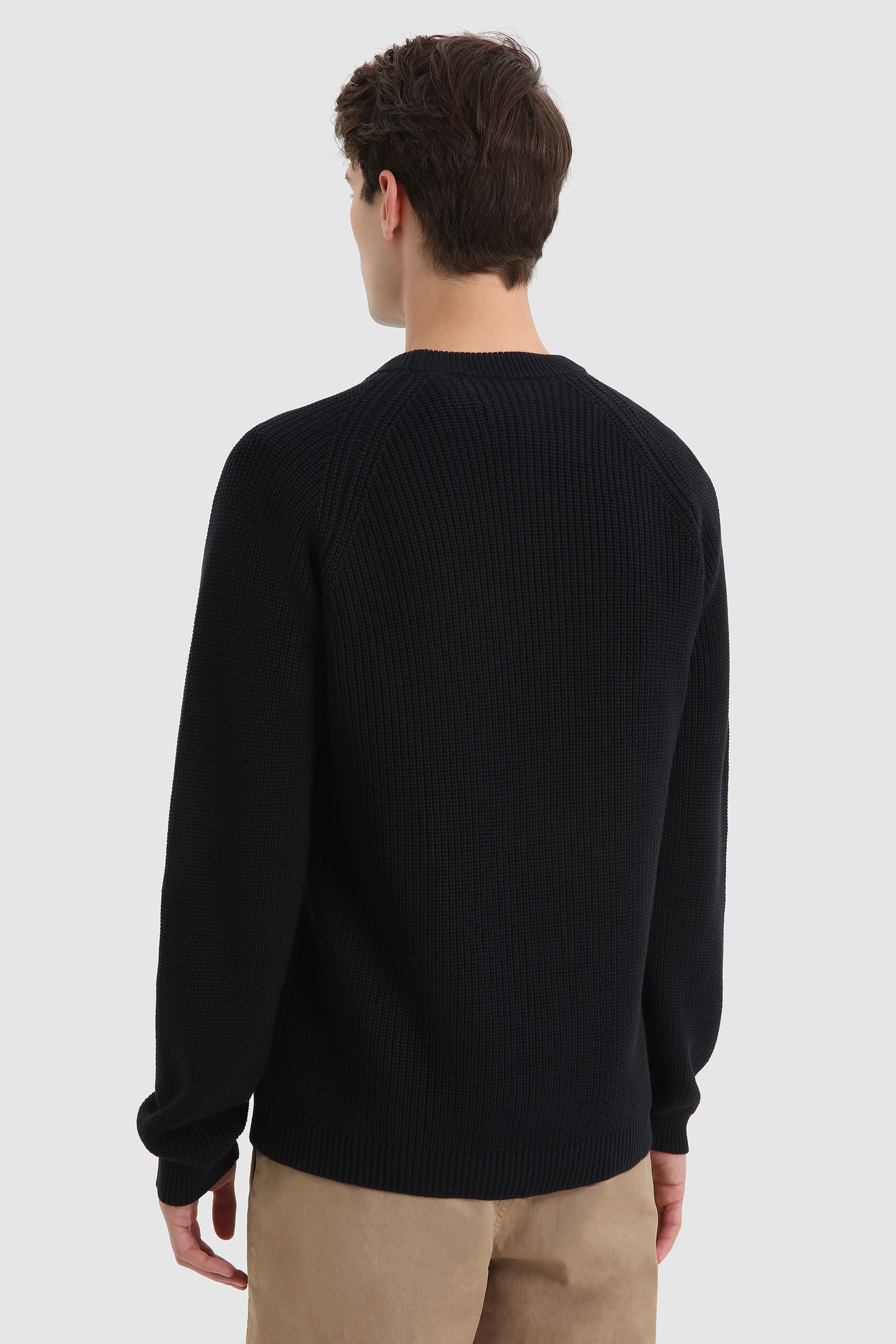 Jersey de cuello redondo de algodón acanalado azul photo 3 | Woolrich