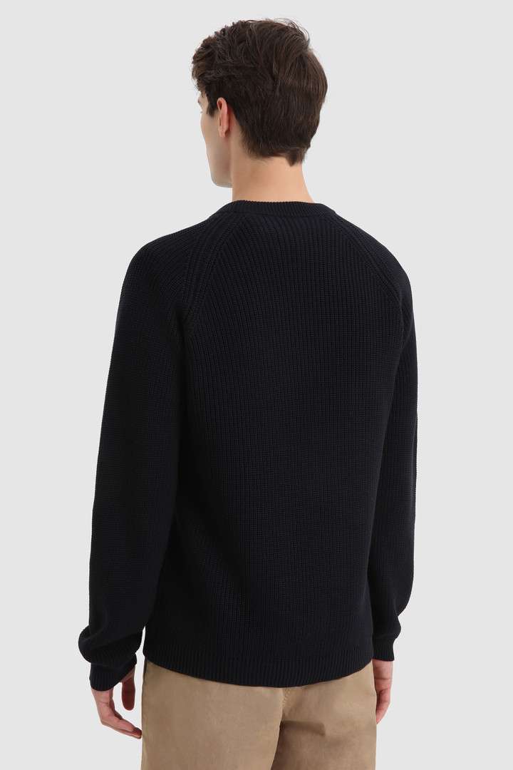 Jersey de cuello redondo de algodón acanalado azul photo 3 | Woolrich