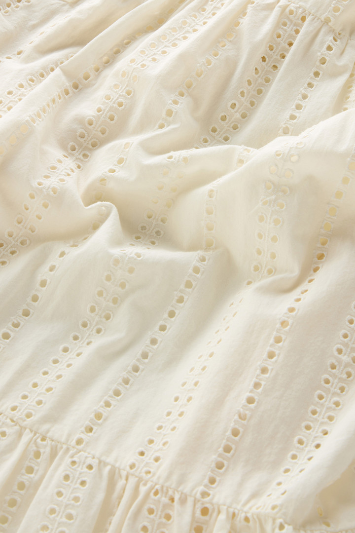 Kurzes Kleid aus reiner Baumwolle mit Lochstickerei Weiß photo 10 | Woolrich