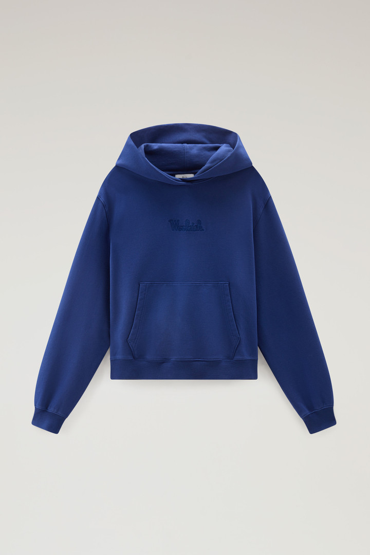 Sweatshirt aus reiner Baumwolle mit Kapuze und aufgesticktem Logo Blau photo 5 | Woolrich
