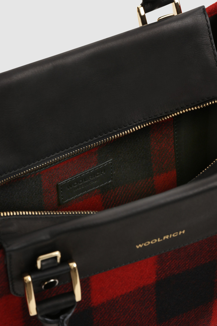 Wool Tote Bag with check pattern