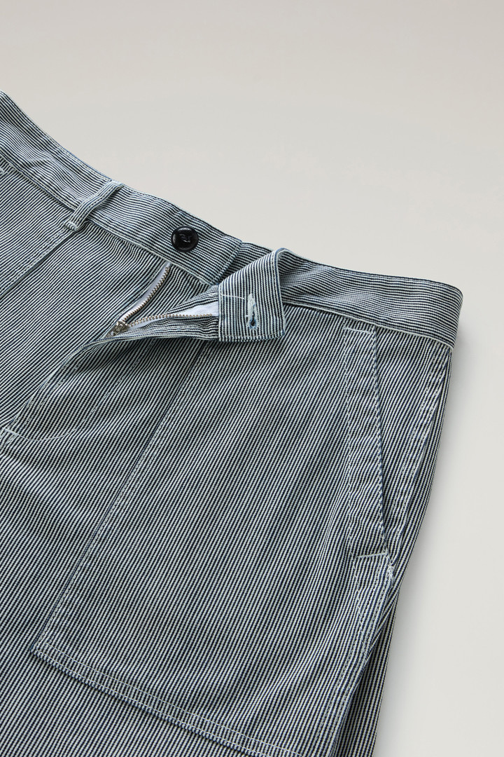 Striped Chino Bermuda Shorts in Stretch Cotton Blend Blue photo 5 | Woolrich