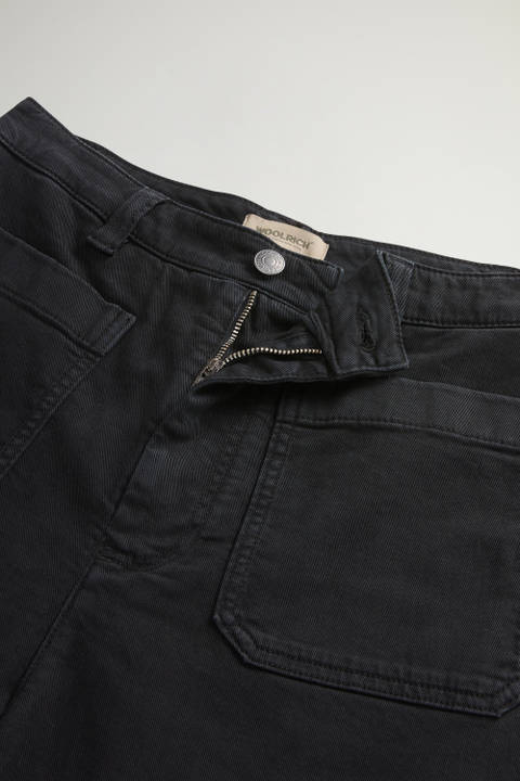 Garment-dyed broek met wijde pijpen van stretchkatoenen keperstof Zwart photo 2 | Woolrich