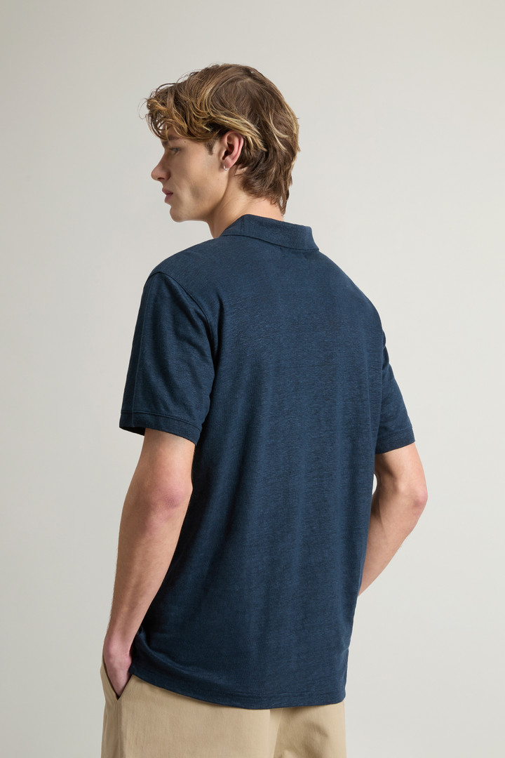 Pure Linen Polo Shirt Blue photo 3 | Woolrich