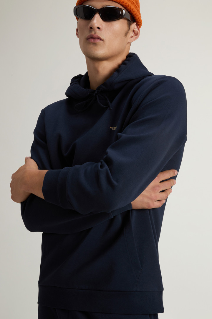 Hooded Sweatshirt in Cotton-Blend Interlock Blue photo 4 | Woolrich