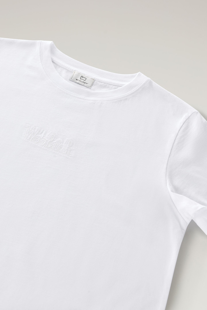 T-shirt en pur coton avec logo brodé Blanc photo 6 | Woolrich