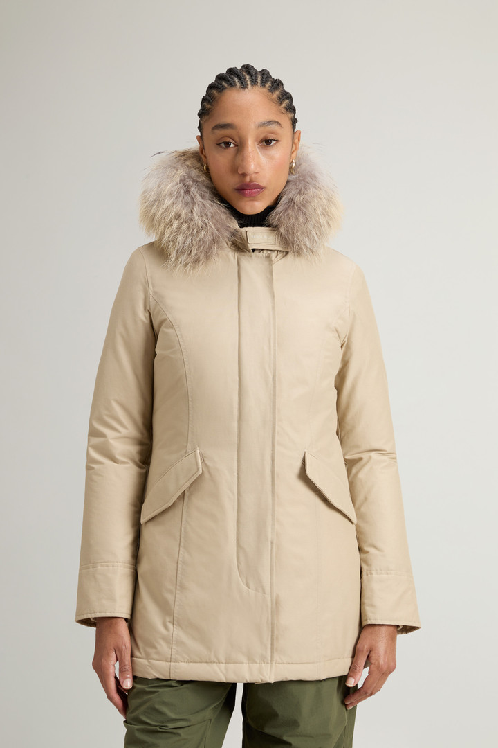 Arctic Parka in Ramar Cloth with Detachable Fur Trim Beige photo 1 | Woolrich