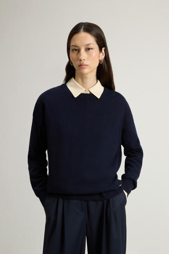 Pullover mit Rundhalsausschnitt aus Schurwoll-und Kaschmir-Mischung Blau | Woolrich