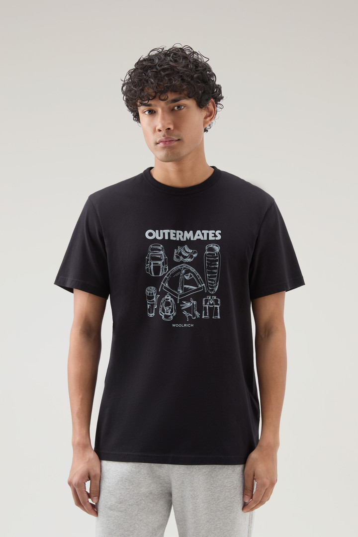 T-Shirt aus reiner Baumwolle mit Outermates-Print Schwarz photo 1 | Woolrich