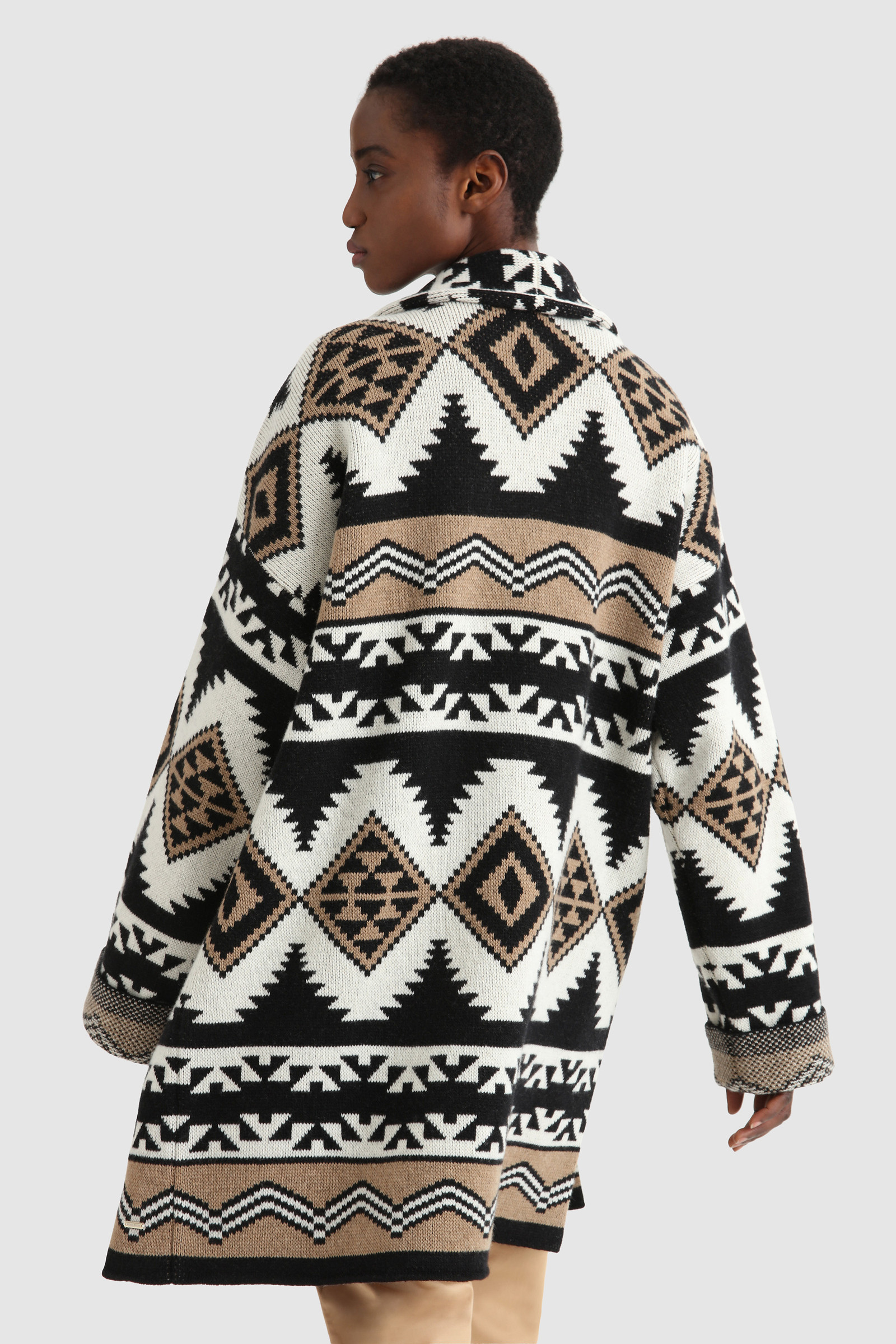 Cardigan à motif jacquard en pure laine italienne noir photo 4 | Woolrich
