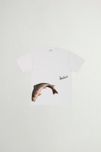 T-shirt Fishing en pur coton Blanc photo 1 | Woolrich