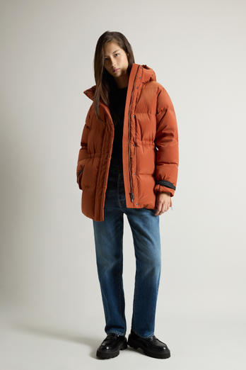 Daunenjacke Alsea aus Stretchnylon mit abnehmbarer Kapuze Braun | Woolrich