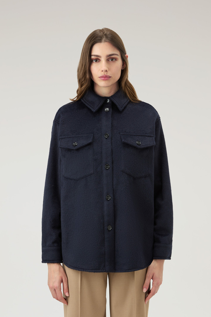 Woolrich Women Overshirt in Wool Blend Blue Size XS