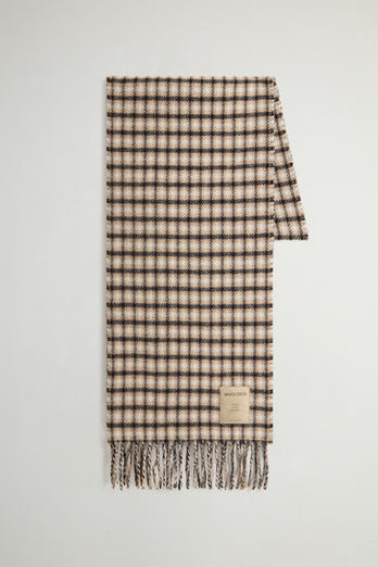 Pure Wool Jacquard Check Scarf Beige | Woolrich