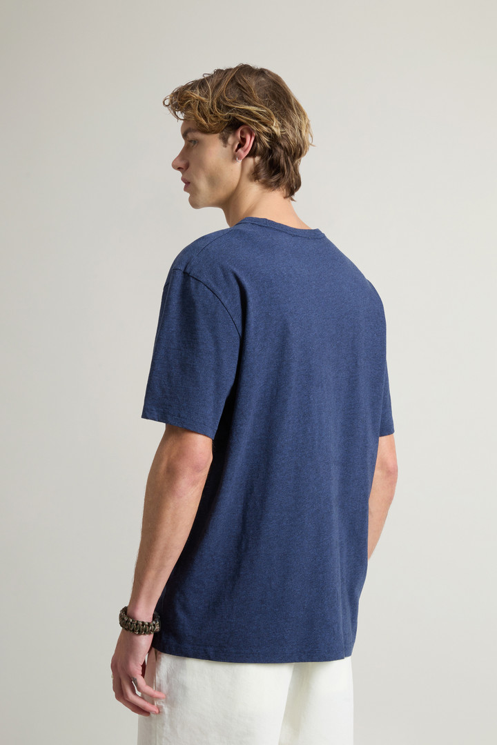 T-shirt en pur coton mouliné Bleu photo 3 | Woolrich