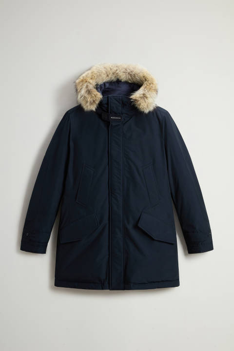 Polar Parka in Ramar Cloth with High Collar and Fur Trim Blue photo 2 | Woolrich