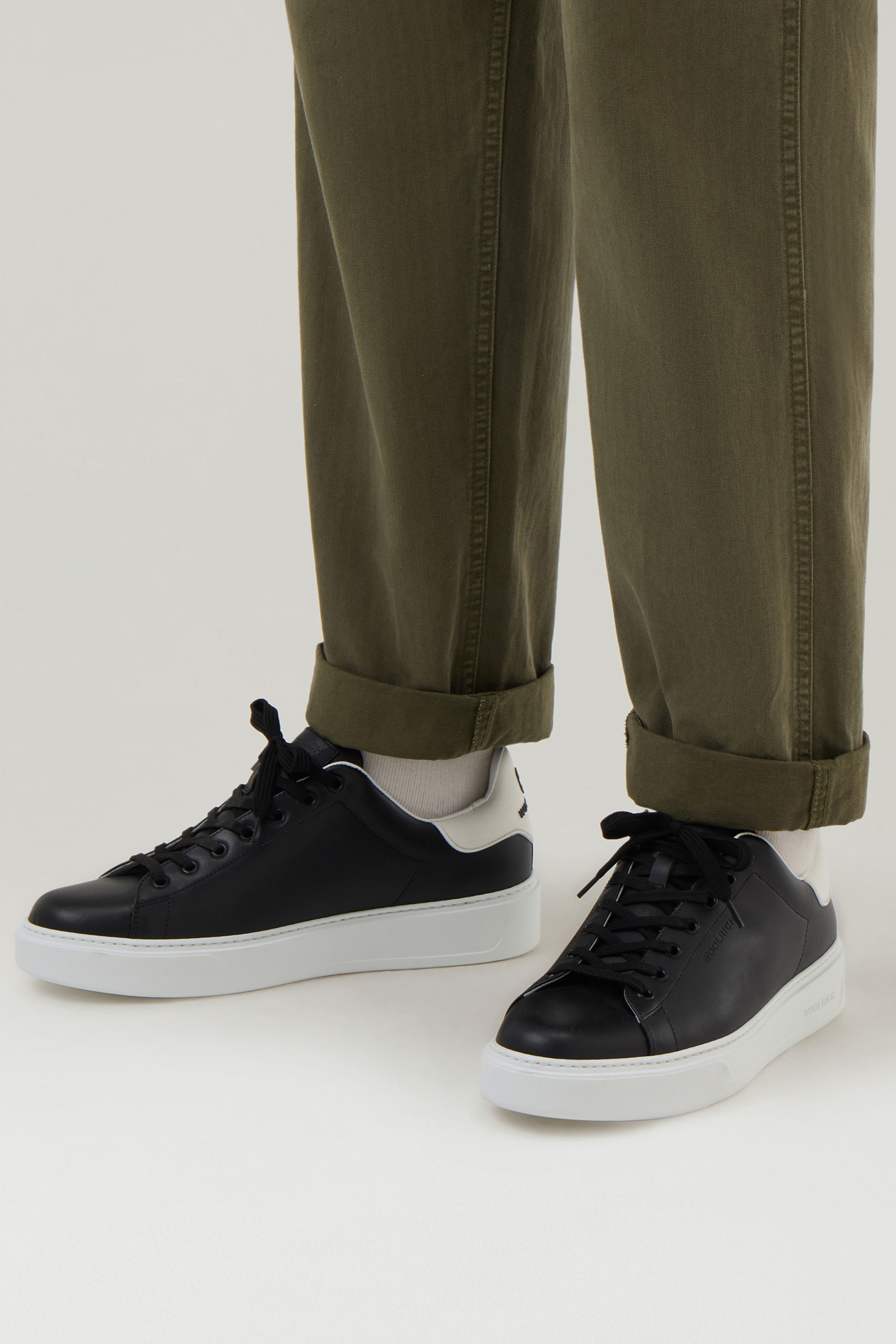 Classic Court Sneakers in Leather with Contrasting Patch Black photo 6 | Woolrich