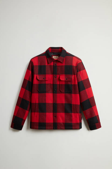 Kariertes, wattiertes Alaskan Overshirt aus italienischer Wollmischung Rot photo 2 | Woolrich