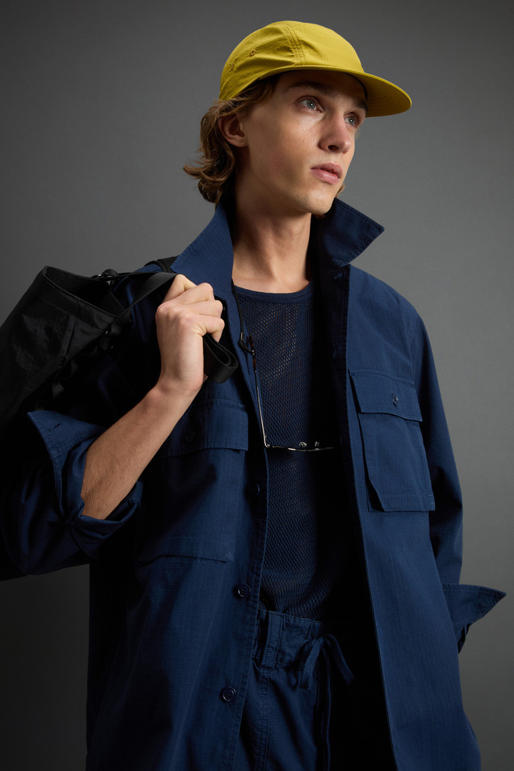 Garment-Dyed Pure Cotton Ripstop Shirt by Todd Snyder Blue photo 4 | Woolrich