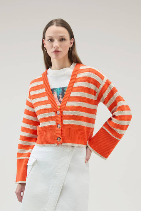 Cardigan en pur coton avec boutons Orange | Woolrich