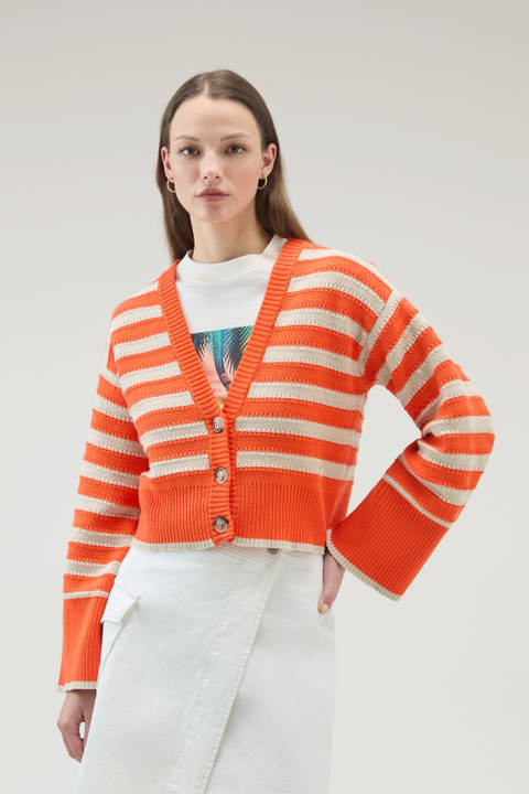 Pure Cotton Cardigan with Buttons Orange | Woolrich